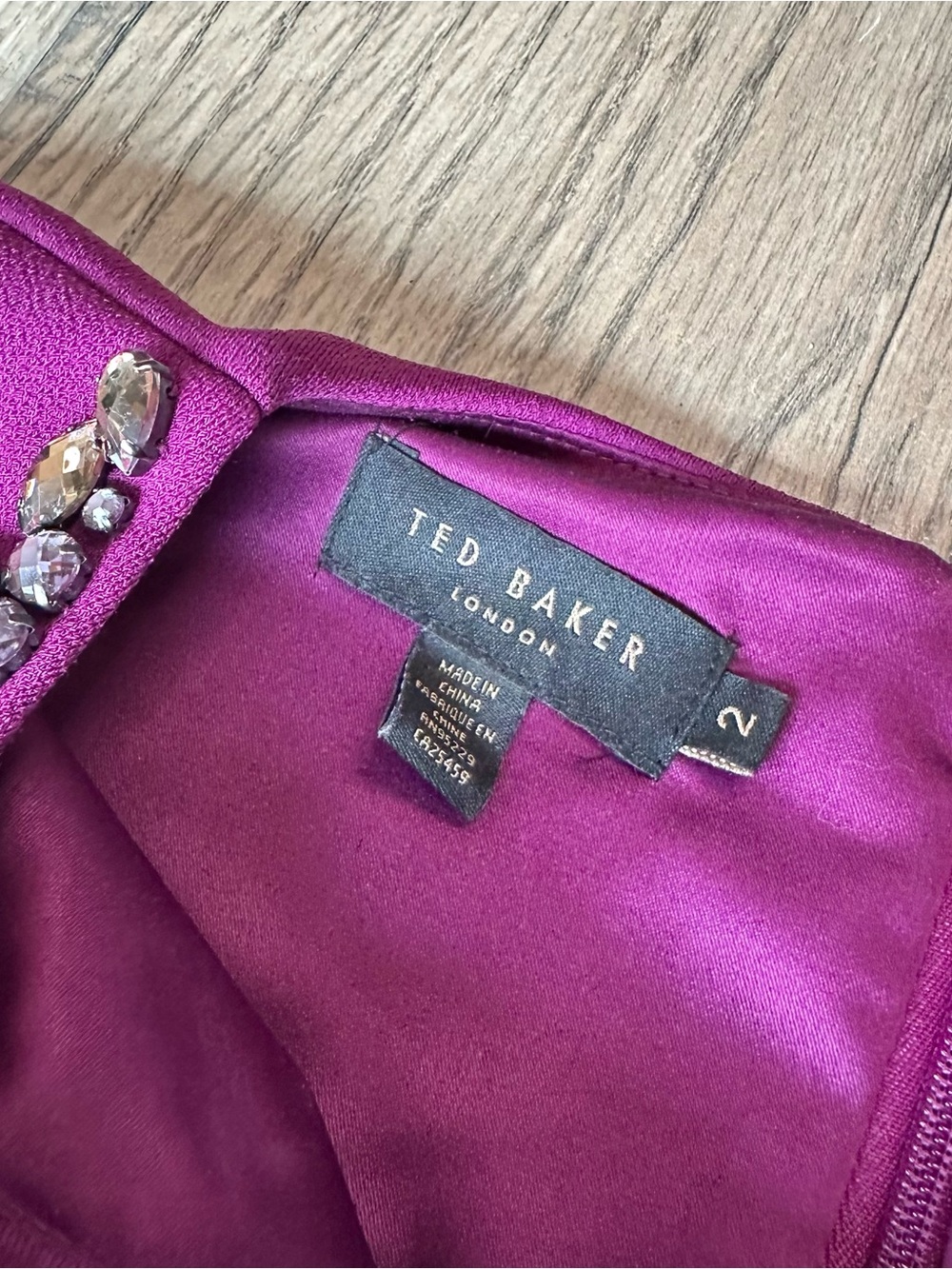 Dardee Ted Baker Jewel-Neck Purple Sheath Dress Size 2 - Picture 6 of 10